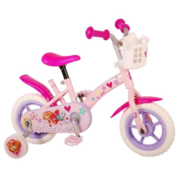 Paw Patrol Kinderfiets - Meisjes - 10 inch - Roze - Doortrapper - Incl. mandje