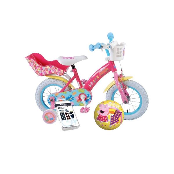 Volare Kinderfiets Peppa Pig - 12 inch - Roze - Inclusief WAYS Bandenplakset