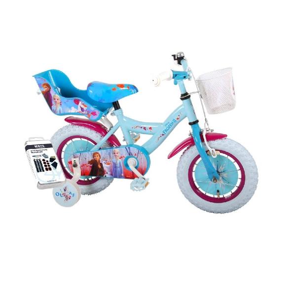 Volare Kinderfiets Disney Frozen II - 12 inch - Blauw/Paars - Inclusief WAYS Bandenplakset