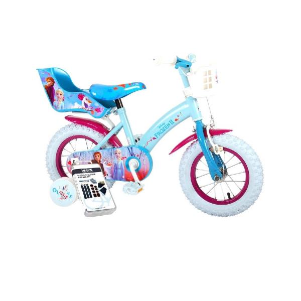 Volare Kinderfiets Disney Frozen 2 - 12 inch - Blauw/Paars - Inclusief WAYS Bandenplakset