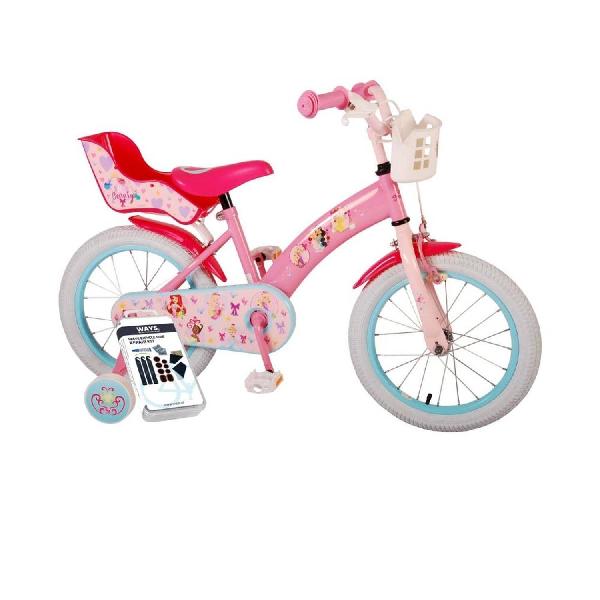 Volare Kinderfiets Disney Princess - 16 inch - Roze - Inclusief WAYS Bandenplakset