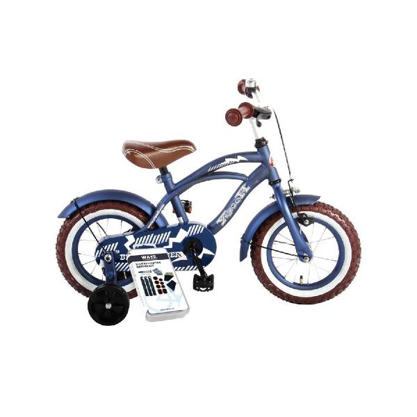 Volare Kinderfiets Blue Cruiser - 12 inch - Blauw - Inclusief WAYS Bandenplakset