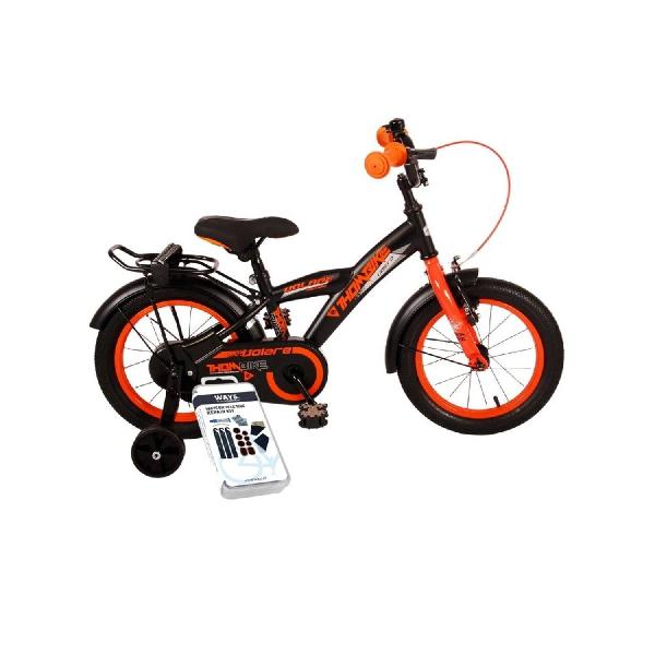 Volare Kinderfiets Thombike - 16 inch - Zwart/Geel - Inclusief WAYS Bandenplakset