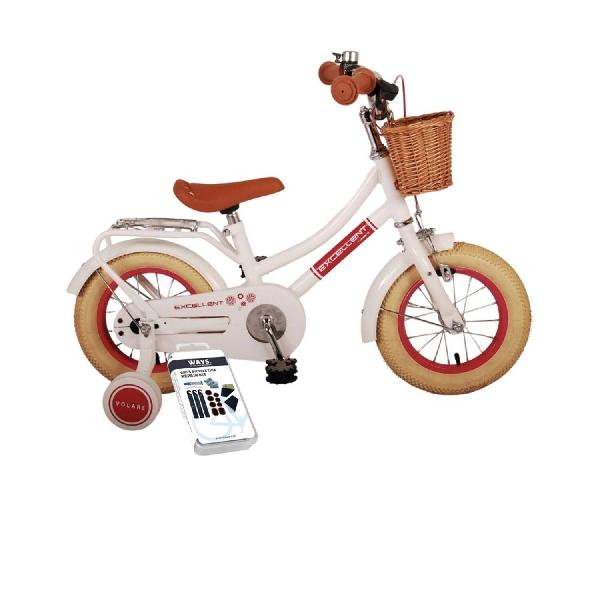 Volare Kinderfiets Excellent - 12 inch - Wit - Inclusief WAYS Bandenplakset