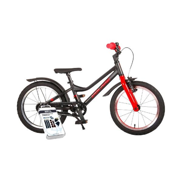 Volare Kinderfiets Blaster - 16 inch - Zwart/Rood - Inclusief WAYS Bandenplakset