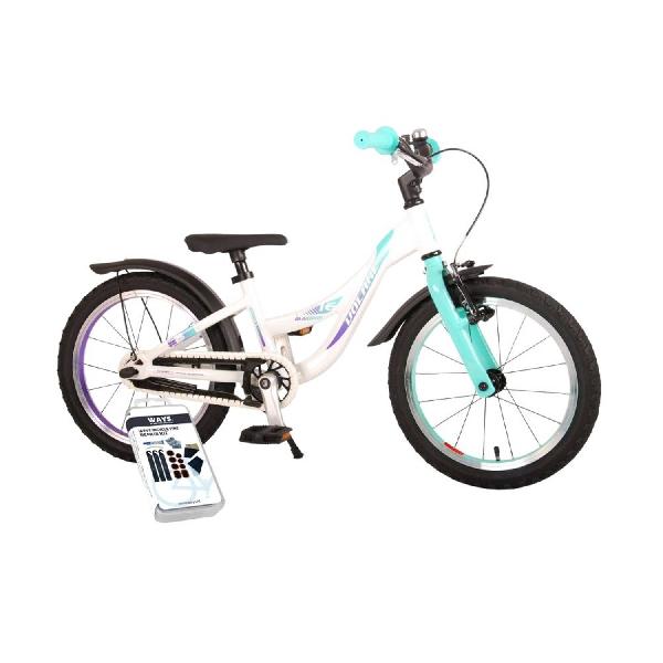 Volare Kinderfiets Glamour - 16 inch - Wit/Mintgroen - Inclusief WAYS Bandenplakset