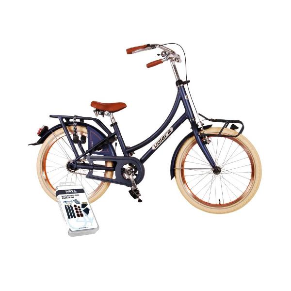 Volare Kinderfiets Oma Classic - 20 inch - Mat blauw - Inclusief WAYS Bandenplakset