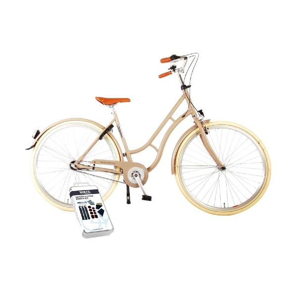 Volare Kinderfiets Lifestyle - 48 cm - Zand - 3 Versnellingen - Lage zadelstand - Inclusief WAYS Bandenplakset