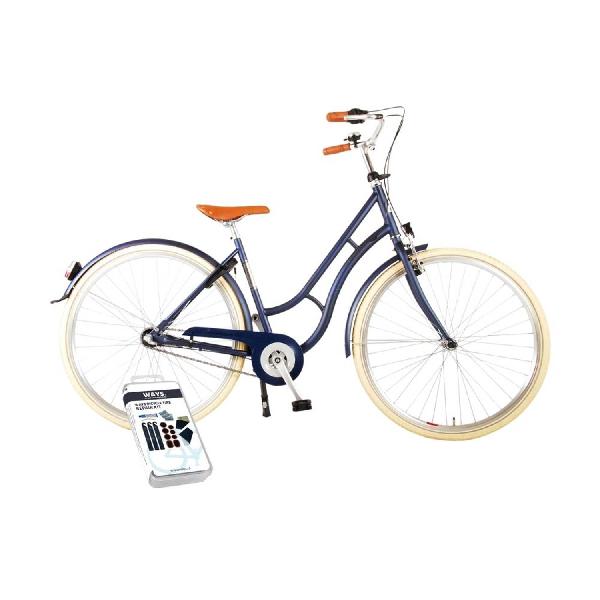 Volare Kinderfiets Lifestyle - 48 cm - Blauw - 3 Versnellingen - Lage zadelstand - Inclusief WAYS Bandenplakset