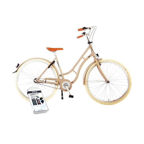 Volare Kinderfiets Lifestyle - 51 cm - Zand - 3 Versnellingen - Lage zadelstand - Inclusief WAYS Bandenplakset