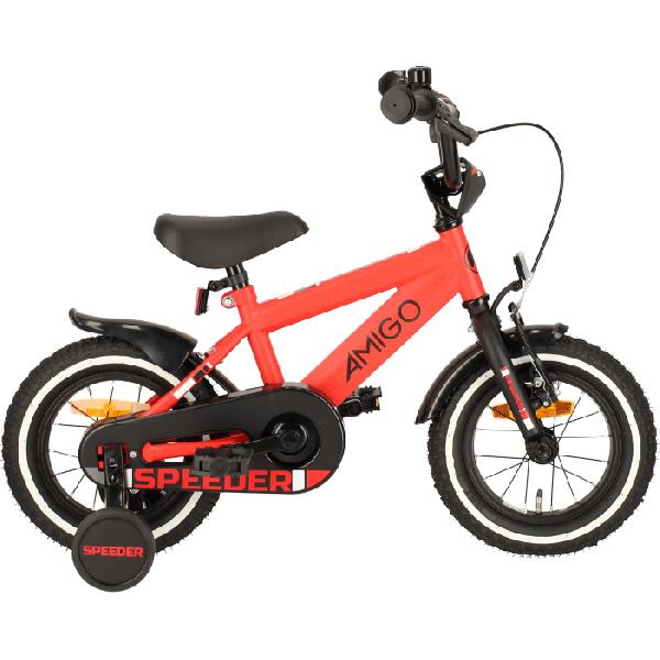 AMIGO Speeder 12 Inch 21,5 cm Jongens Terugtraprem Rood/Zwart