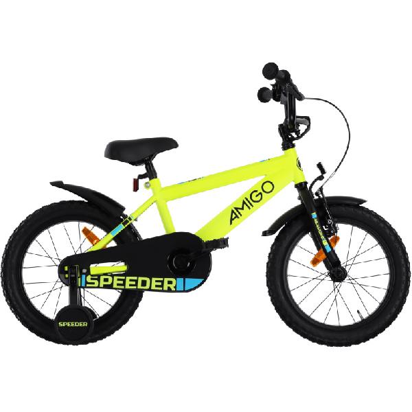 AMIGO Speeder 16 Inch 27 cm Jongens Terugtraprem Geel/Zwart