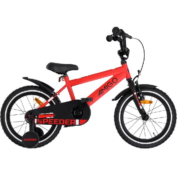 AMIGO Speeder 16 Inch 27 cm Jongens Terugtraprem Rood/Zwart