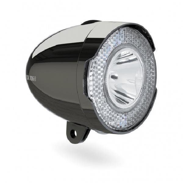 AXA koplamp 706 B Retro 15 lux led batterij chroomzwart