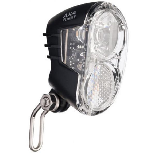 AXA koplamp Echo 15 lux led naafdynamo/fietsaccu voorvork zwart