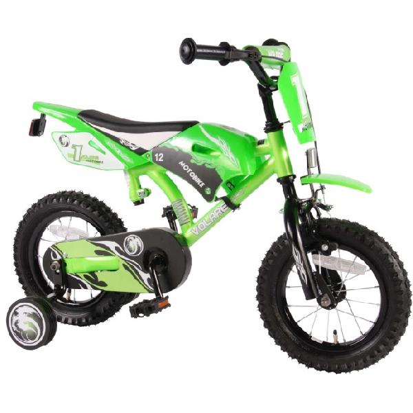 Volare Motobike 12 Inch 21,5 cm Jongens Terugtraprem Groen