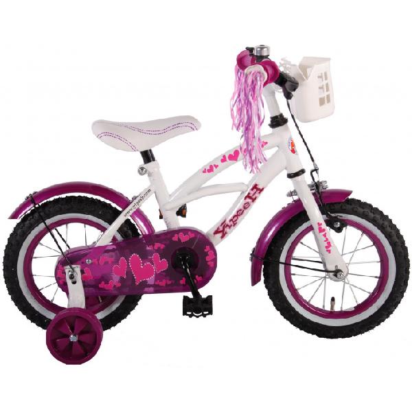 Volare Heart Cruiser 12 Inch 23 cm Meisjes Terugtraprem Wit/Paars