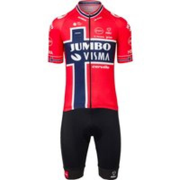 TEAM JUMBO-VISMA Noorse kampioen 2022 Set (fietsshirt + fietsbroek) set (2 artik