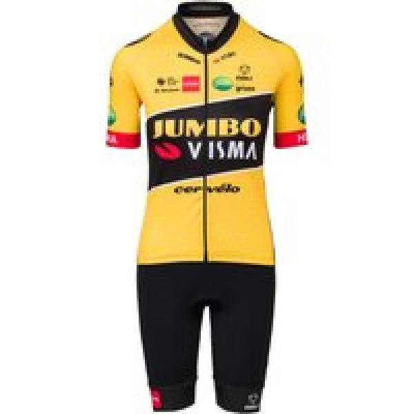 Damen TEAM JUMBO-VISMA 2022 Set (fietsshirt + fietsbroek) set (2 artikelen), vo