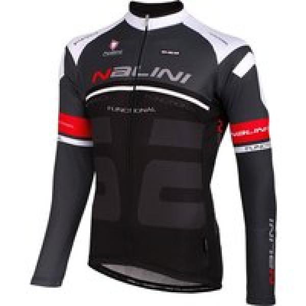 NALINI PRO Phalaris, zwart-wit-rood fietsshirt met lange mouwen, voor heren, Maa