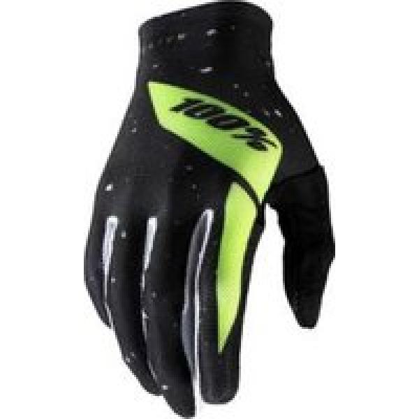 100 celium 2 long gloves black fluorescent yellow