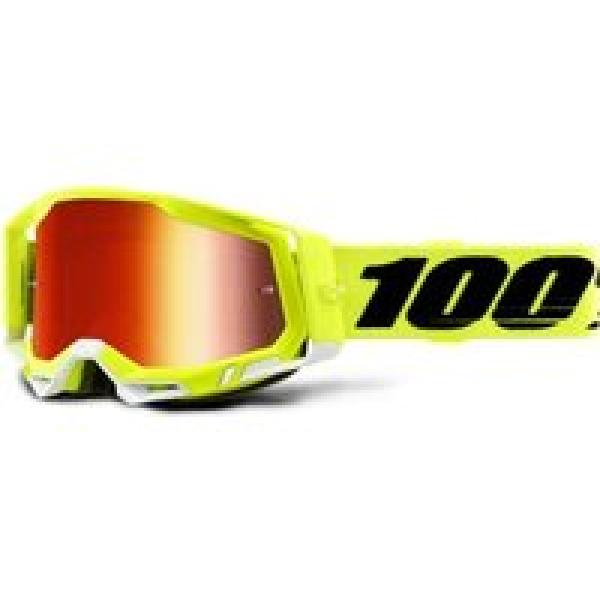 100 racecraft 2 goggle fluorescent yellow black mirror red lenses