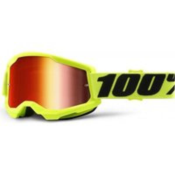 100 strata 2 goggle fluorescent yellow red mirror lenses