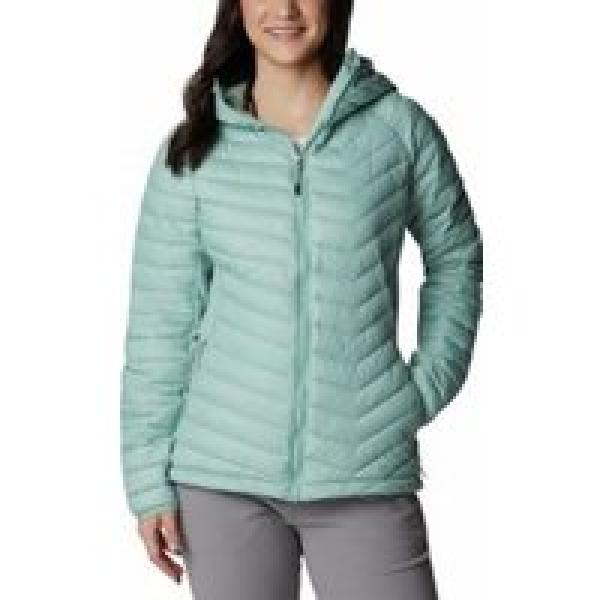 columbia powder pass green women s hooded jacket