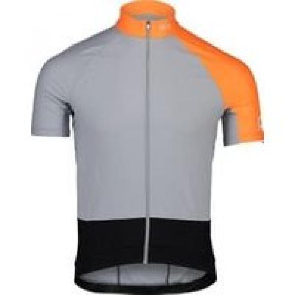 poc essential road mid grey orange jersey met korte mouwen