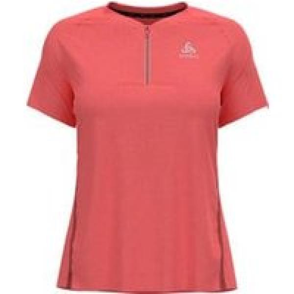 odlo axalp trail short sleeve 1 2 zip jersey pink women s