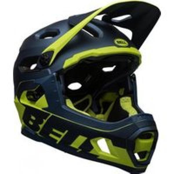 bell super dh mips removable chinstrap helmet blue yellow 2022