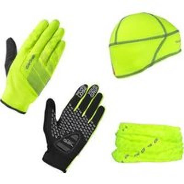 gripgrab hi vis cycling essentials handschoenen nekband onderhelm pak fluoriserend geel