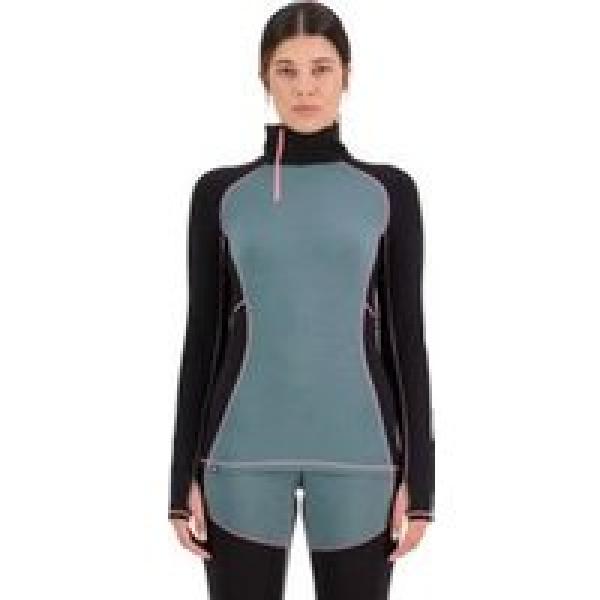 mons royale olympus women s long sleeve half zip burnt sage jersey black