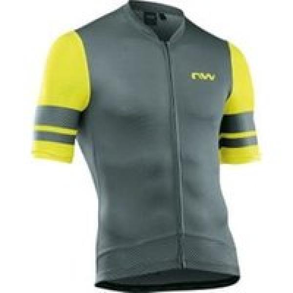 northwave storm air short sleeve jersey dark grey yellow