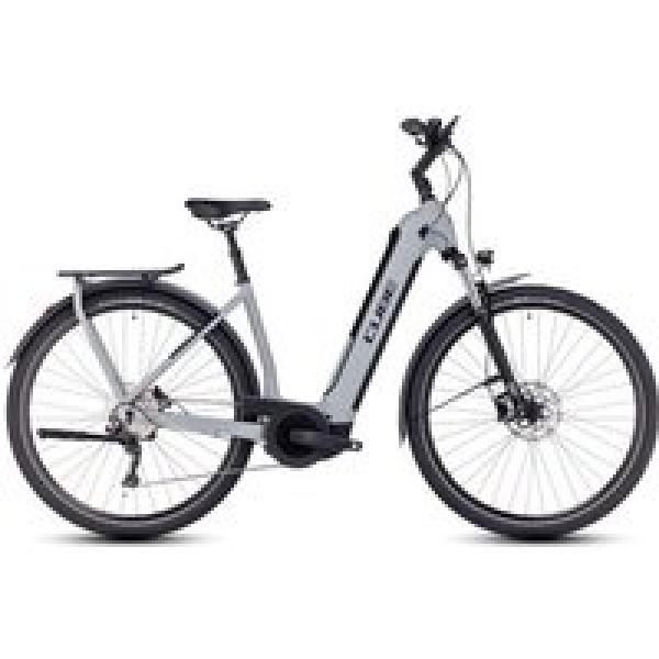 cube kathmandu hybrid one 625 easy entry elektrische stadsfiets shimano deore 10s 625 wh 700 mm moeras grijs groen 2023