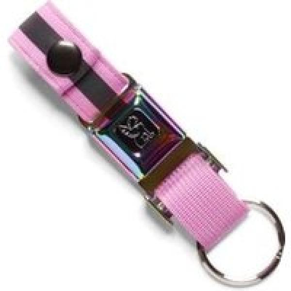 mini buckle sleutelhanger chroom regenboog reflecterend roze