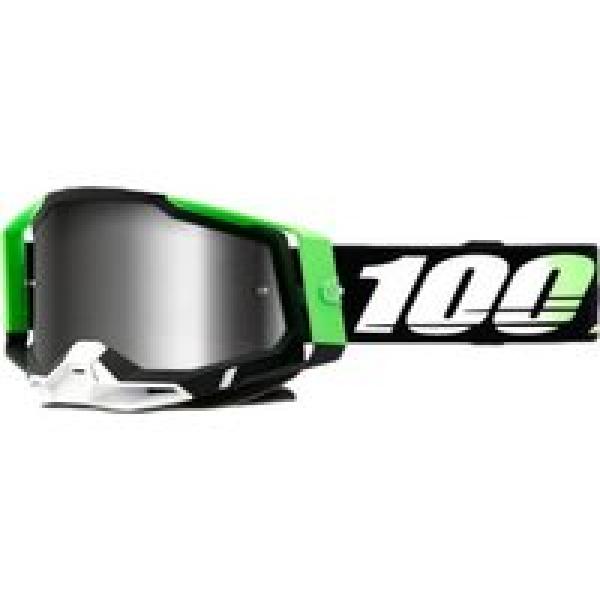 100 racecraft 2 green black goggle silver mirror lenses