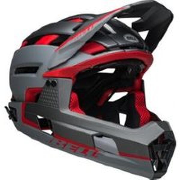 helm met verwijderbare kinband bell super air r mips grey red 2022