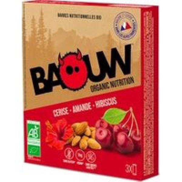 3 baouw organic energy bars cherry almond hibiscus 25g