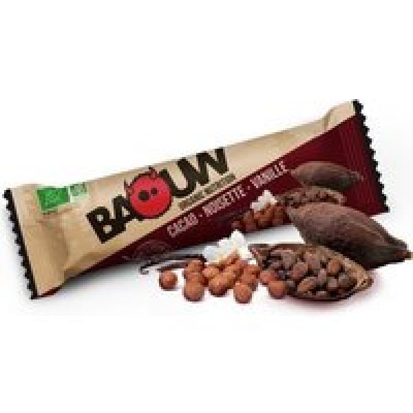 baouw biologische cacao hazelnoot vanille energiereep 25g