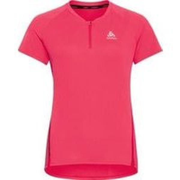 odlo axalp trail women s 1 2 zip short sleeve jersey pink