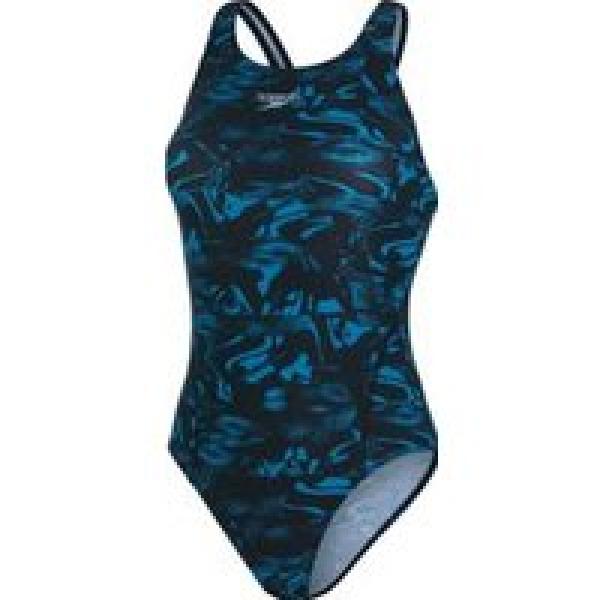 allover recordbreaker vrouwen zwempak zwart blauw