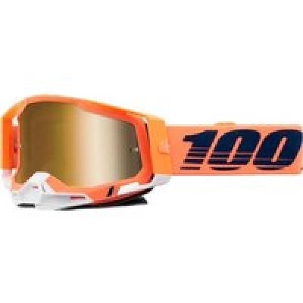 100 racecraft 2 coral orange goggle gold mirror lenses