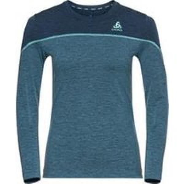 odlo revelstoke performance wool warm blue women s long sleeve jersey