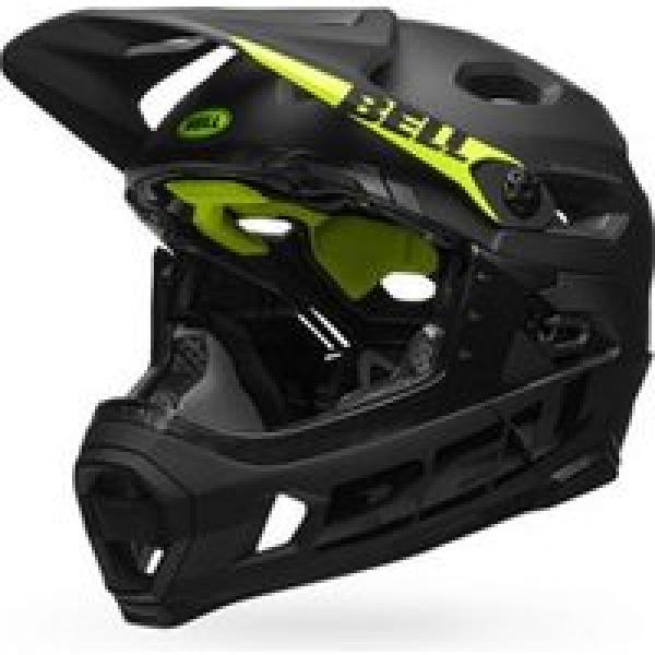 bell super dh mips helm met afneembare kinband mat zwart neon groen 2021