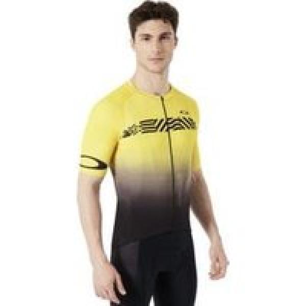 oakley colorblock 93t road jersey geel zwart