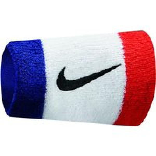 nike swoosh double wide sponge polsband paar blauw wit rood