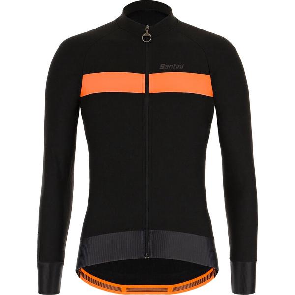 Santini Fietsshirt Lange mouwen Zwart Heren - Adapt Wool L/S Jersey Black - 2XL