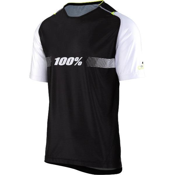 100% Celium Solid Enduro/Trail Fietsshirt korte mouwen Heren wit/zwart Maat L