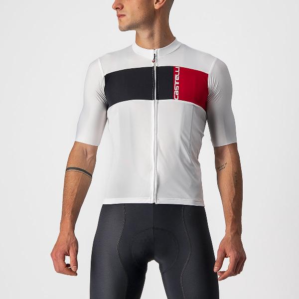 Castelli Fietsshirt Korte Mouwen Heren Wit Zwart - PROLOGO 7 JERSEY IVORY LIGHT BLACK RED-L